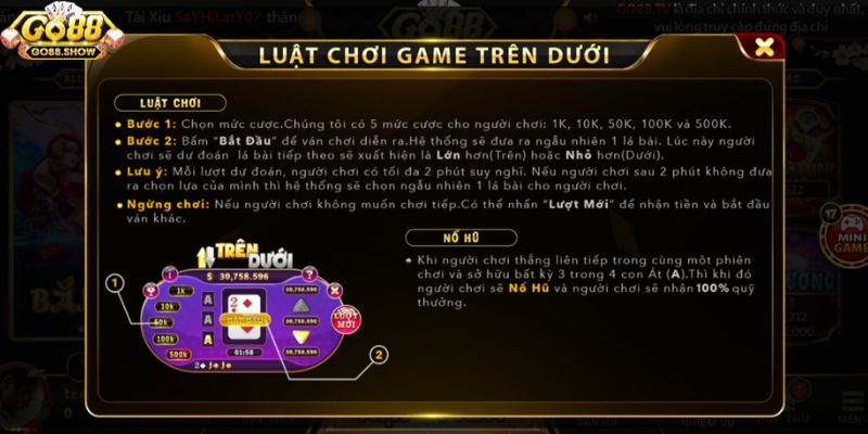 Go 88 Những tính năng nổi bật của mini game trên dưới tại Go 88
