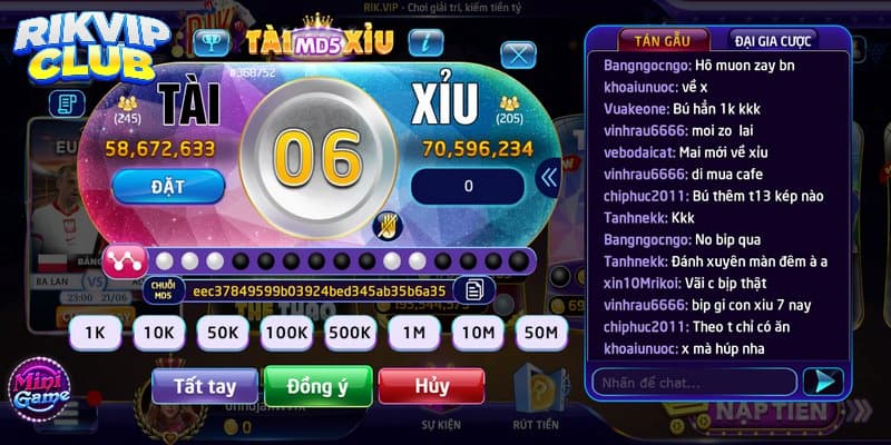 Khám Phá Tài Xỉu Md5 Rik Vip - Nền Tảng Cược Siêu Hiện Đại Tính năng cá cược hấp dẫn trong tài xỉu MD5 Rik vip